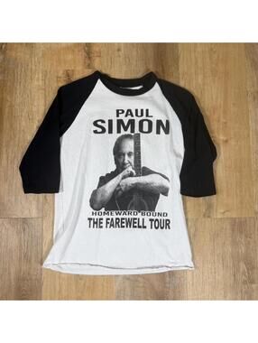 Paul Simon Farewell Tour Baseball Tee – White/Black (S)